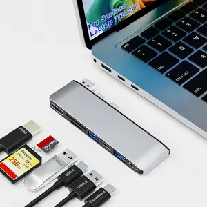 Surface Laptop 7 USB Hub Docking Station, Surface Laptop 2024 Accessories with 4K HDMI, USB-C Thunerbolt 4 (8K Display+40G Data+100W ), 2 USB 3.0, USB-C, SD/TF, hub for Surface Laptop 7 (2024)