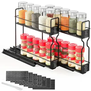 Pull Out Spice Rack Heavy Duty Slide Out Spice Cabinet Organizers 2 Drawers 2-Tier