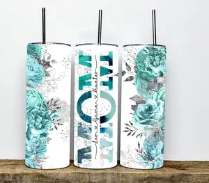 Teal Rose Mom Tumbler w/Kid Names-Mother's Day Gift-Mama Bear-New Mom Gift-Boy Mom-Girl Mom-Personalized Mom Gift-Mom Life