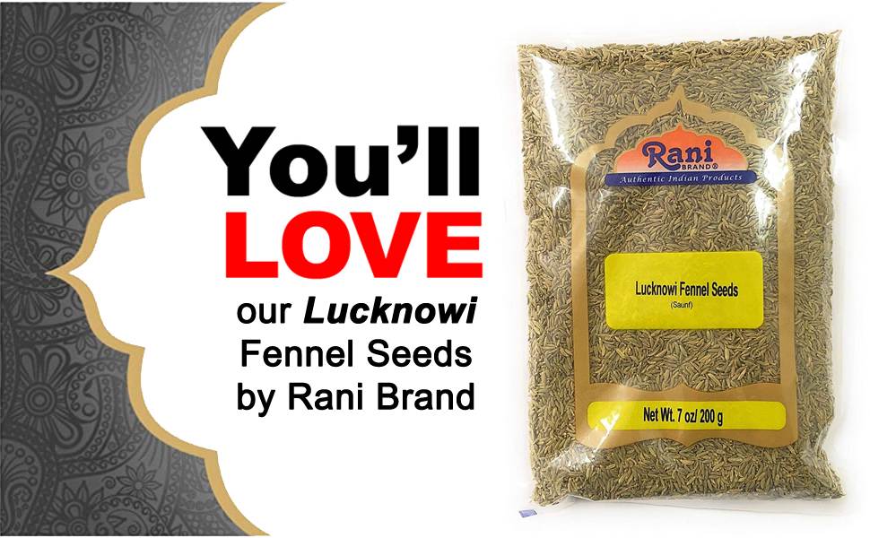 Rani Fennel Lucknowi Seeds (Fine Small Fennel) Whole Spice 7oz (200g) All Natural ~ Gluten Friendly | NON-GMO | Kosher | Vegan | Indian Origin