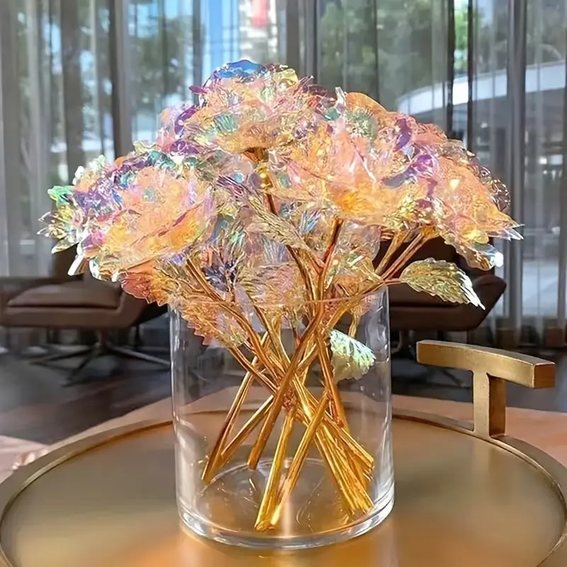 Gilded Eternal Roses Artificial Crystal Flowers, Ideal for Valentine's Day, Christmas, Mother's Day, Weddings, Parties, Holiday Decorations