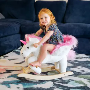 Plush Unicorn Baby Rocking Chair Toy for Toddlers 18-36 Months - Nursery Rocking Furniture with Lullaby Song, Heavy-Duty Support System, Interactive Pretend Play Functionality