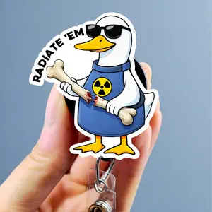 Silly Xray Goose Badge Reel, Xray Girl Creations, Radiology Badge Clip, Xray Tech ID Holder, Cute Badge reel for Radiology Techs. Retractable swivel clip with a 360 rotation.  Badge pull
