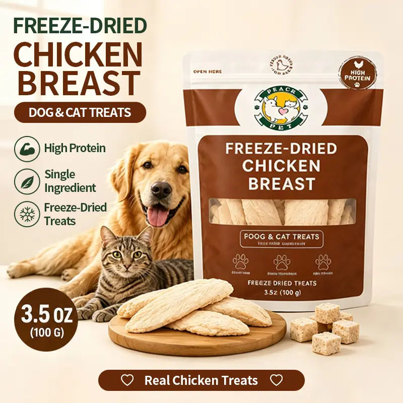 Freeze Dried Chicken Breast Treats for Dogs & Cats, High Protein Training Pet Snacks, 3.5oz backtoschool