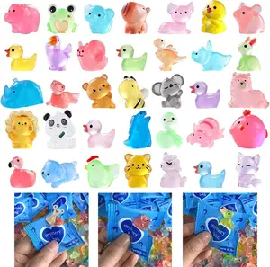 50 piece set of luminous mini resin animal statues, miniature statues, miniature landscape decoration kits, DIY animals for gardens