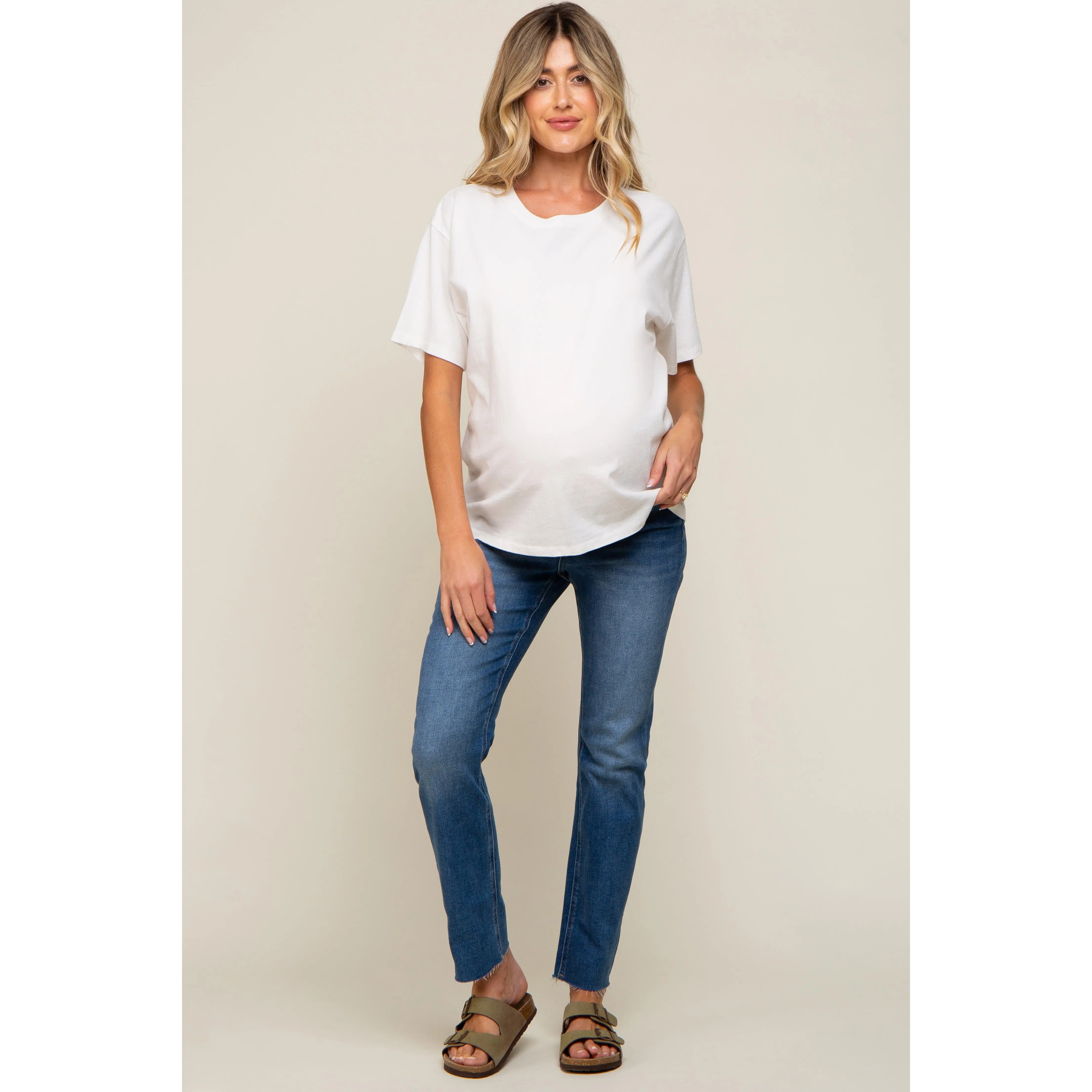 Blue Straight Leg Maternity Jeans
