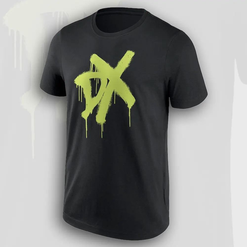 Men's D-Generation X Spray Paint Logo Short-Sleeve Casual T-Shirt, Graphic Menswear Tee for Wrestling Fans, Classic DX Streetwear Top