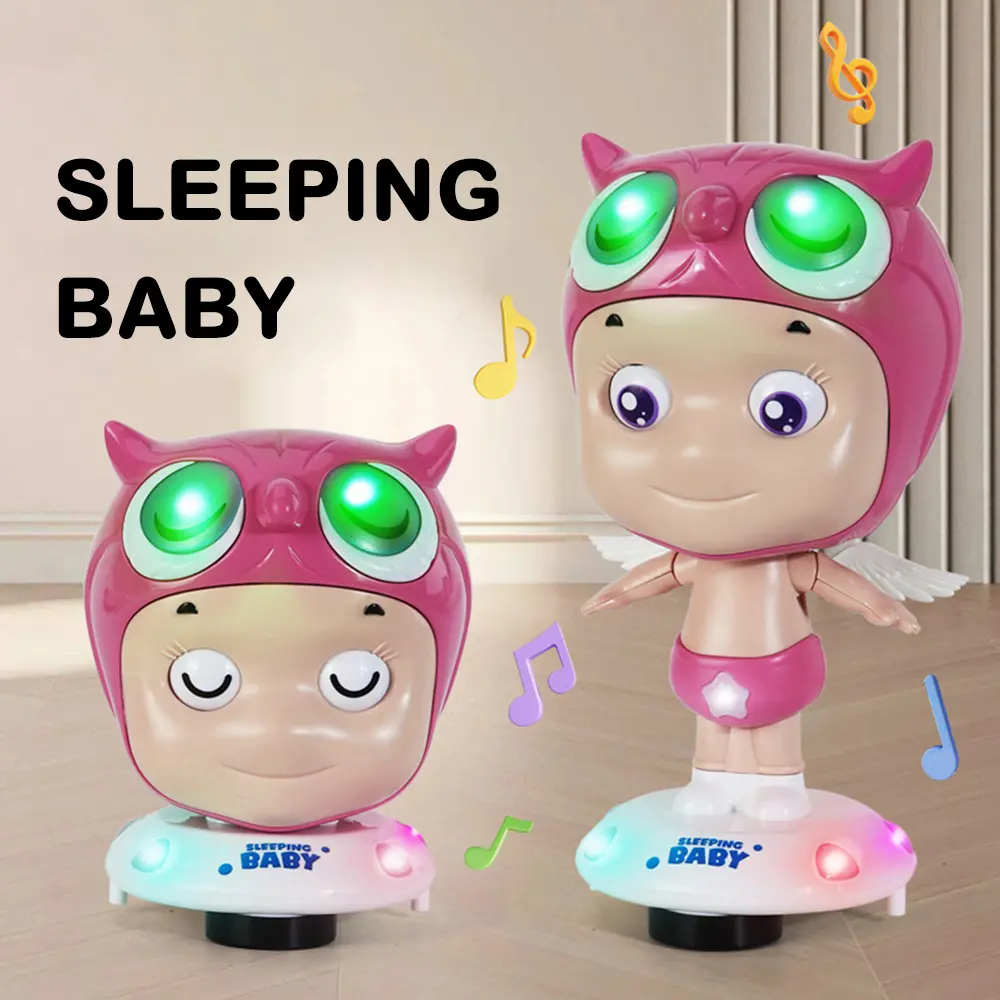 Kids Interactive Sleeping Baby Toy with Cool Lights and Sound, Automatic Obstacle Avoidance Musical Baby Toy, Educational Toy, Perfect Gift for Toddlers