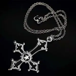Punk dark gothic style inverted cross pendant necklace retro niche hip-hop style unisex accessories