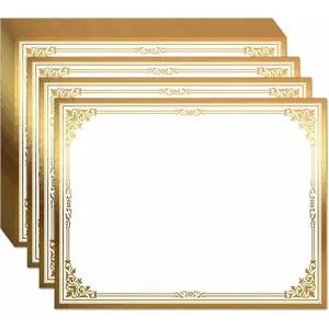 8.5 x 11 Professional Certificate Paper for Printing, 80lb 15 Count with Gold Foil Border, Diploma & Award Certificate Paper for Office, Business Awards, Graduation, School (Gold)