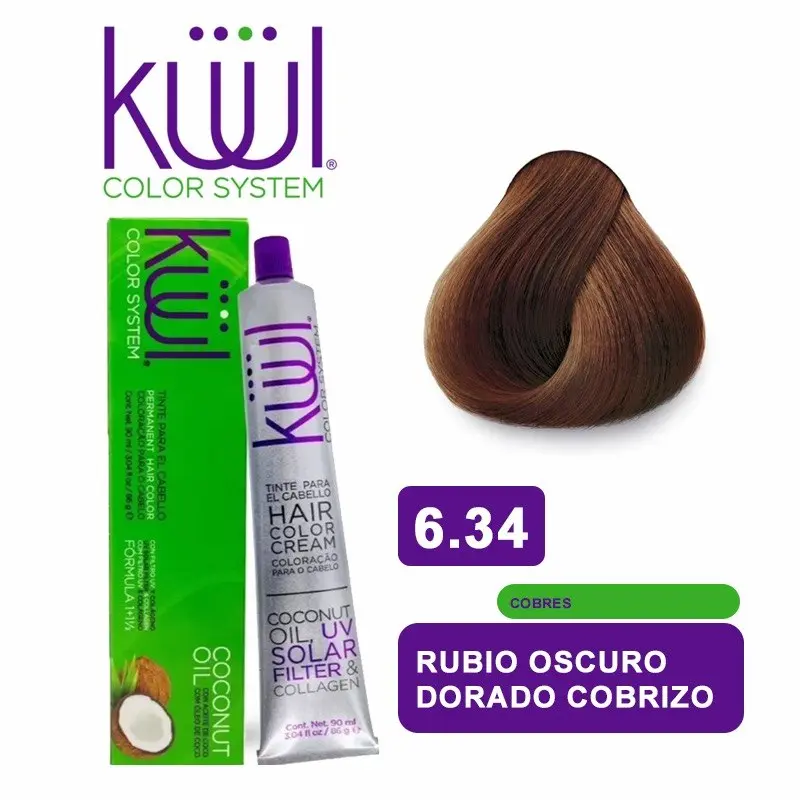 Küül Coconut Oil Hair Color 6.34 Dark Golden Copper Blonde – Permanent Hair Dye
