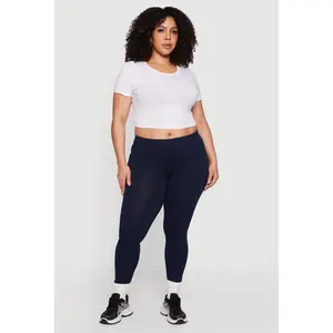 Plus Size Solid Leggings