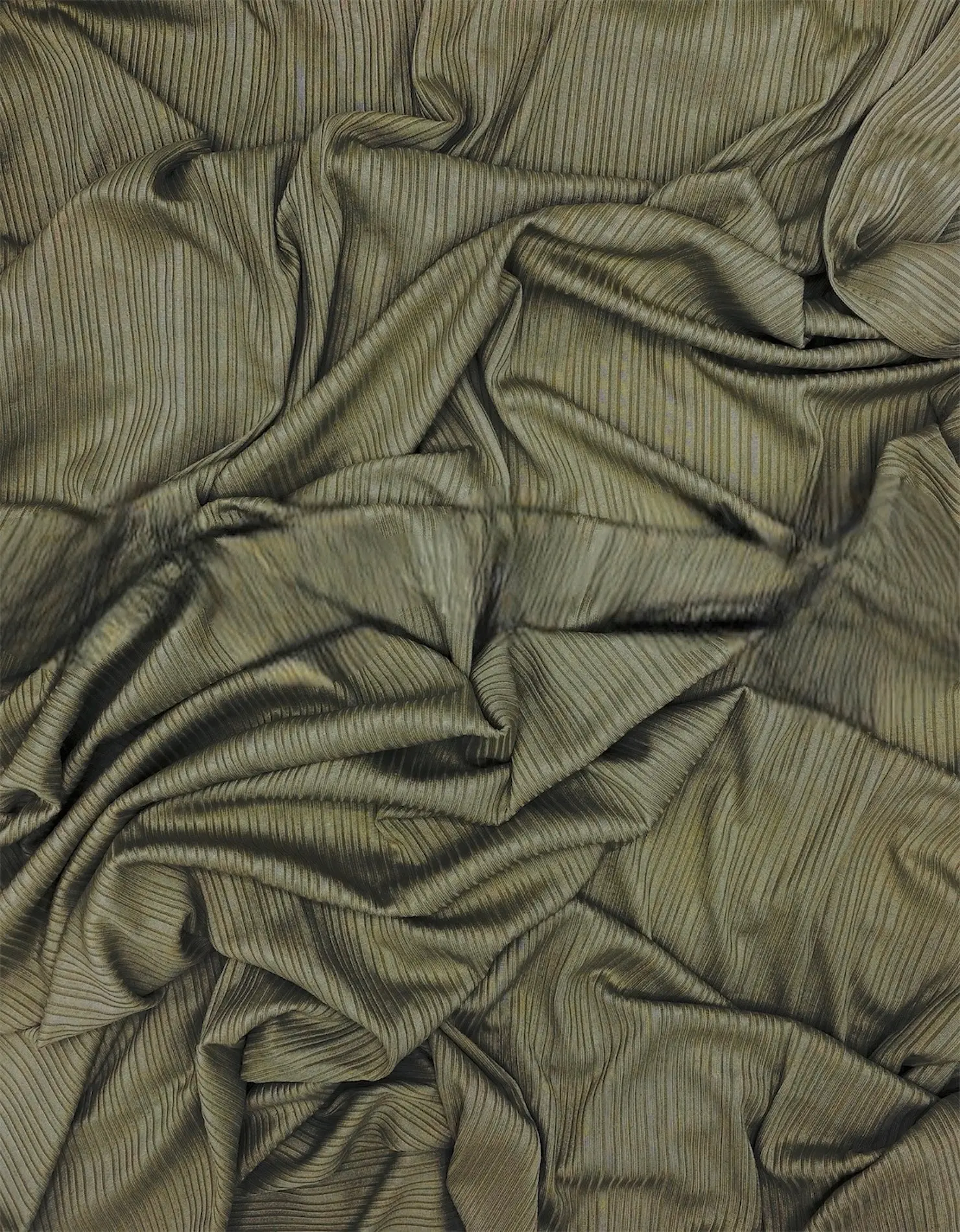 Ribbed Jersey - Olive Fabric with Green Stripe Design