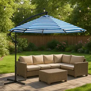 GLAM Modern Cantilever Umbrella with 6-Rib LED Lights
