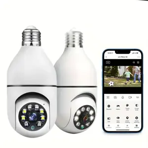 Wireless WiFi Light Bulb Camera 360Panoramic Surveillance Cam, Video Surveillance Camera, 1080P Indoor And Outdoor Security Camera with Motion Detection Alarm Night Vision Two-Way-Talk Phone Remote, Smart Home Device, Compatible with Alexa & Google