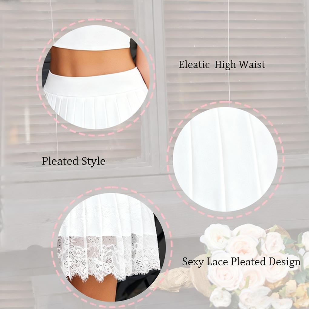 Women's Low-Rise Pleated Lace A-Line Flowy Midi Sports Skirt - Ruffle Hem, Non-See-Through Fabric, Cowgirl-Inspired Western Style, Gym-Friendly, S-2XL, Festival & Outdoor Use, Yes to Active Day Support (Sports & Outdoor Clothing)