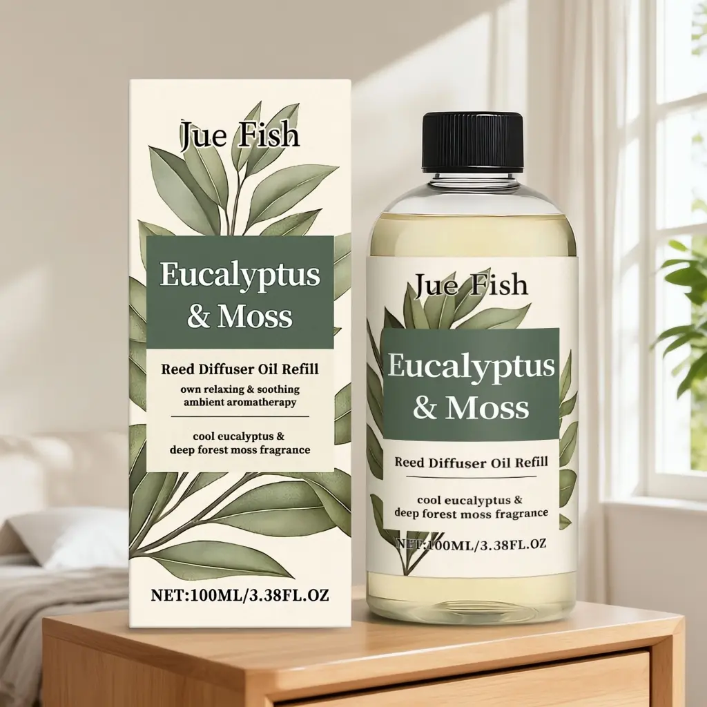 100ml Eucalyptus & Moss Scented Room Diffuser Refill Bottle, Unisex Calming Aromatherapy Fragrance Oil, Long-Lasting Fresh Woody Scent for Bedroom, Office