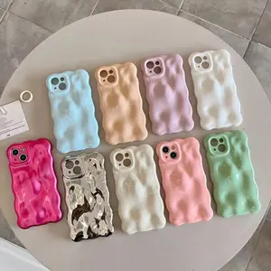 Viral 3D Bubble Wavy Phone Case - Pastel Aesthetic Shockproof Cover