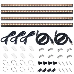 Barrina T5 Grow Lights with Black Cover, 2FT 40W (4 X 10W) with Magnetic Design, Full Spectrum, Plug and Play, Linkable, Yellow, 4 Packs