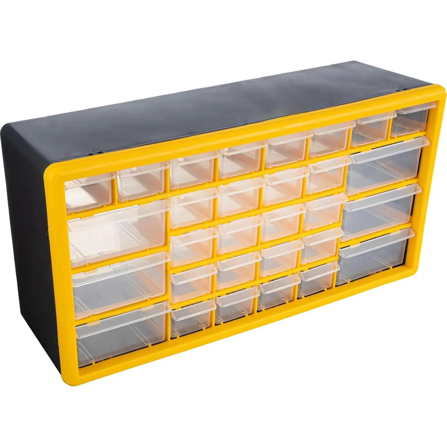 30-Drawer Plastic Small Parts Organizer - Desktop or Wall Storage Drawers for Organizing Hardware  Crafts Garage Classroom (Yellow)