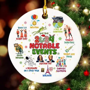 Notable Events 2024 Christmas Ornament, Newsmaker Cute 2024 Ornament, Funny Year in Review, Year to Remember Gifts Idea, Commemorative 2024, Xmas Tree