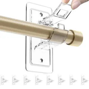 Self Adhesive Curtain Rod Bracket, No Drilling Curtain Rod Holders, 20lbs Load Capacity Hangers for Bathroom, Living Room, Kitchen