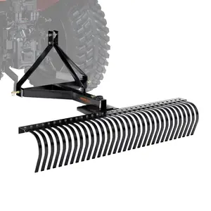 summervibes 60-in Pull-Behind Thatch Remover Tool Kit, 32 Durable Steel Prongs, Tractor-Compatible 3-Point Hitch Garden Rake for Soil Preparation, Grass Maintenance, Tool Kits