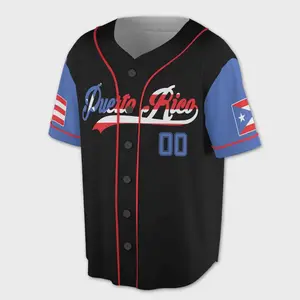 Personalized Puerto Rican Flag Baseball Jersey - Custom Name & Number Sizes S-5XL