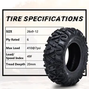 Garvee Set of Durable All-Terrain ATV/UTV Tires in Sizes 23x8-11, 26x9-12, 26x11-12, 28x10-12 with 6PR Heavy Duty Construction, Tubeless Design, and Superior Traction for Mud, Sand, Trails, and Off-Road Use