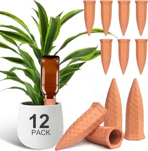 Self Watering Stakes 12 Pack Terracotta Watering Spikes for Indoor and Outdoor , Bottle  Watering Devices, Automatic  Waterers for Vacation