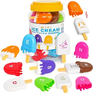 Ice Cream Shaped Building Blocks, Math Learning Blocks, Number Counting Blocks, 52pcs/set Colorful Ice Cream Letter Toy, Early Education Learning Toy for Teens, Birthday Gift, Learning Materials