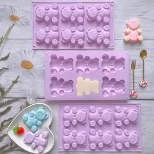 Gummy Bear Molds Silicone Shower Molds 6-Grid Silicone Fondant Molds Bear Cand Mould Baby Shower Chocolate Molds For Cakes