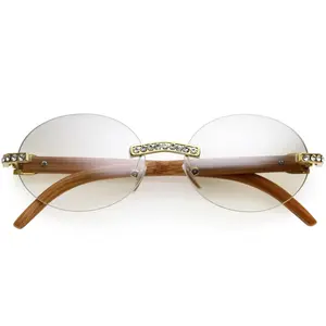 Premium Rhinestones Decorated Oval Sunglasses D125