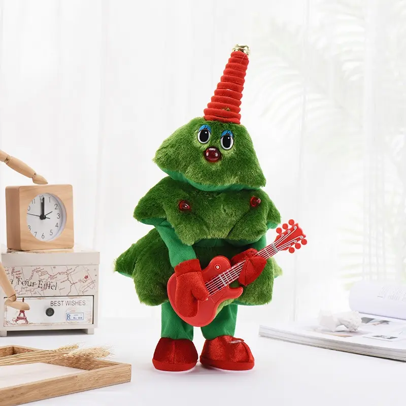 Singing Dancing Christmas Tree，cute，Electric Wiggle Stuffed Christmas Tree Plush to y with 8 Music Son