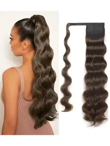 European Style Multi-Color Wigs, Women's Egg Roll Magic Tape Body Synthetic Fiber Long Curly Ponytail, Fashionable Hair Accessories