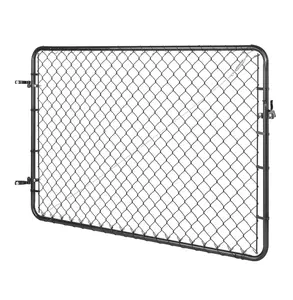 Chain Link Fence Gate 72 Inch, Adjustable Garden Gate Panel, 2.2-6 ft Opening, 6 ft High, Plastic Coated Steel Fencing Gate for Yard - Black, Posts Not Included 72x46 inch
