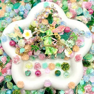 Tropical Pixie- Soft Resin Nail Art Charms with Beads – Drillable Floral Resin Decorations for Press-On Nails, Jewelry & DIY Crafts