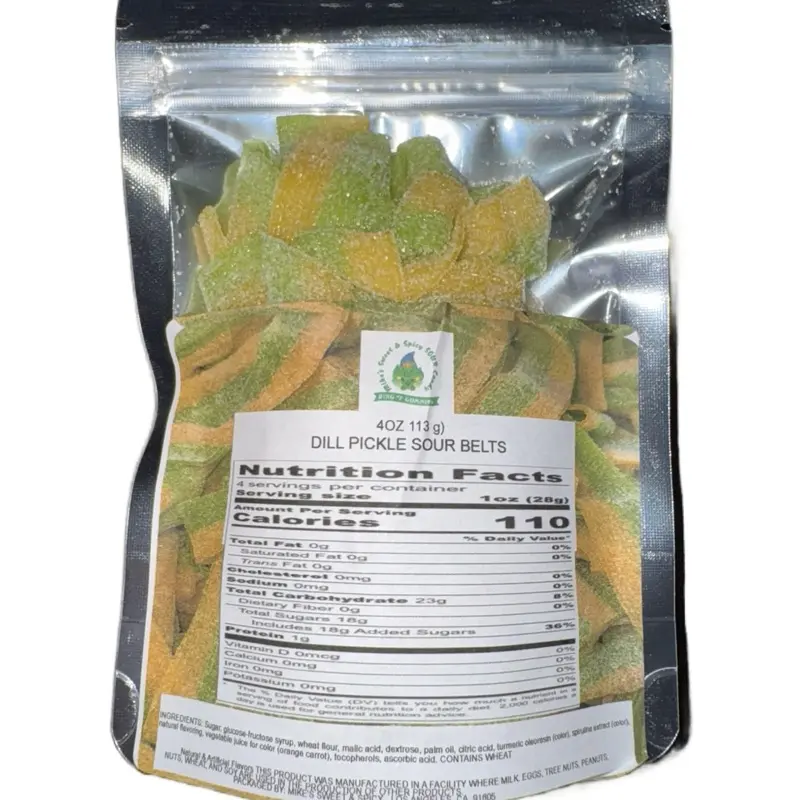 DILL PICKLE BELTS 4oz (2 Packs) Candy Snack DILL PICKLE BELTS 4oz (2 Packs) Candy Snack