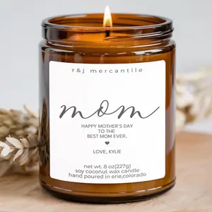 [Mother's Day Collection - Sale Up To 35%] Personalized Mom Candle Gift from Kids, Custom Name Candle for Mom, Mothers Day Soy Candle, Best Mom Ever Gift