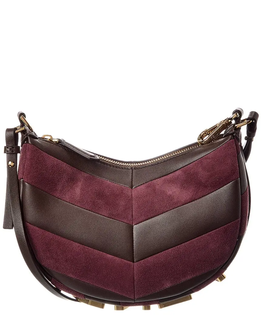 FENDI Fendigraphy Mini Leather & Suede Hobo Bag