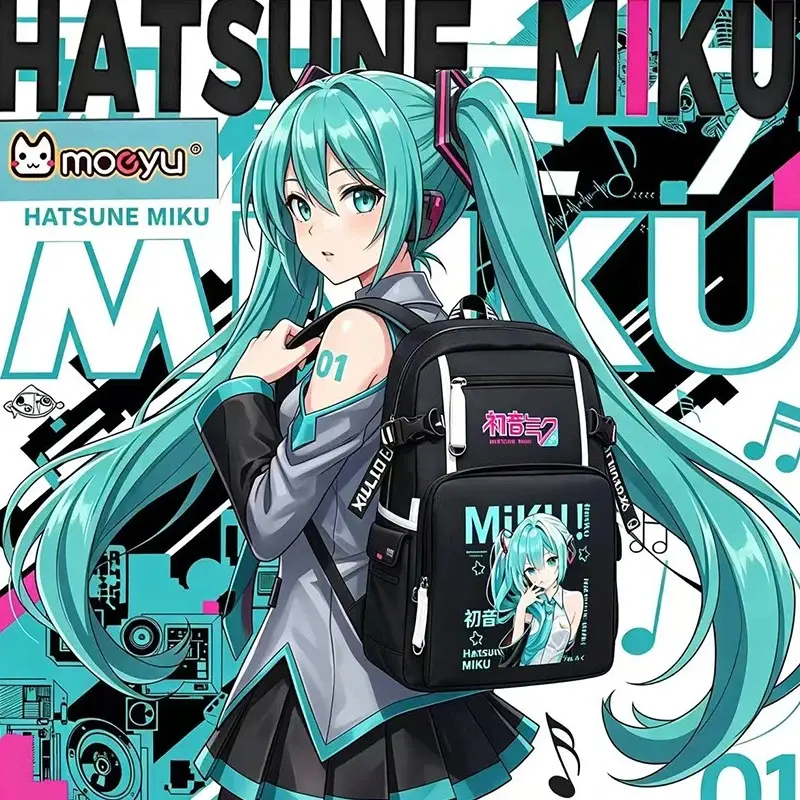 Cartoon Anime Hatsune Miku Backpack Pupil Schoolbag Student Large Capacity Backpack Easy To Match for Leisure New Semester Gift