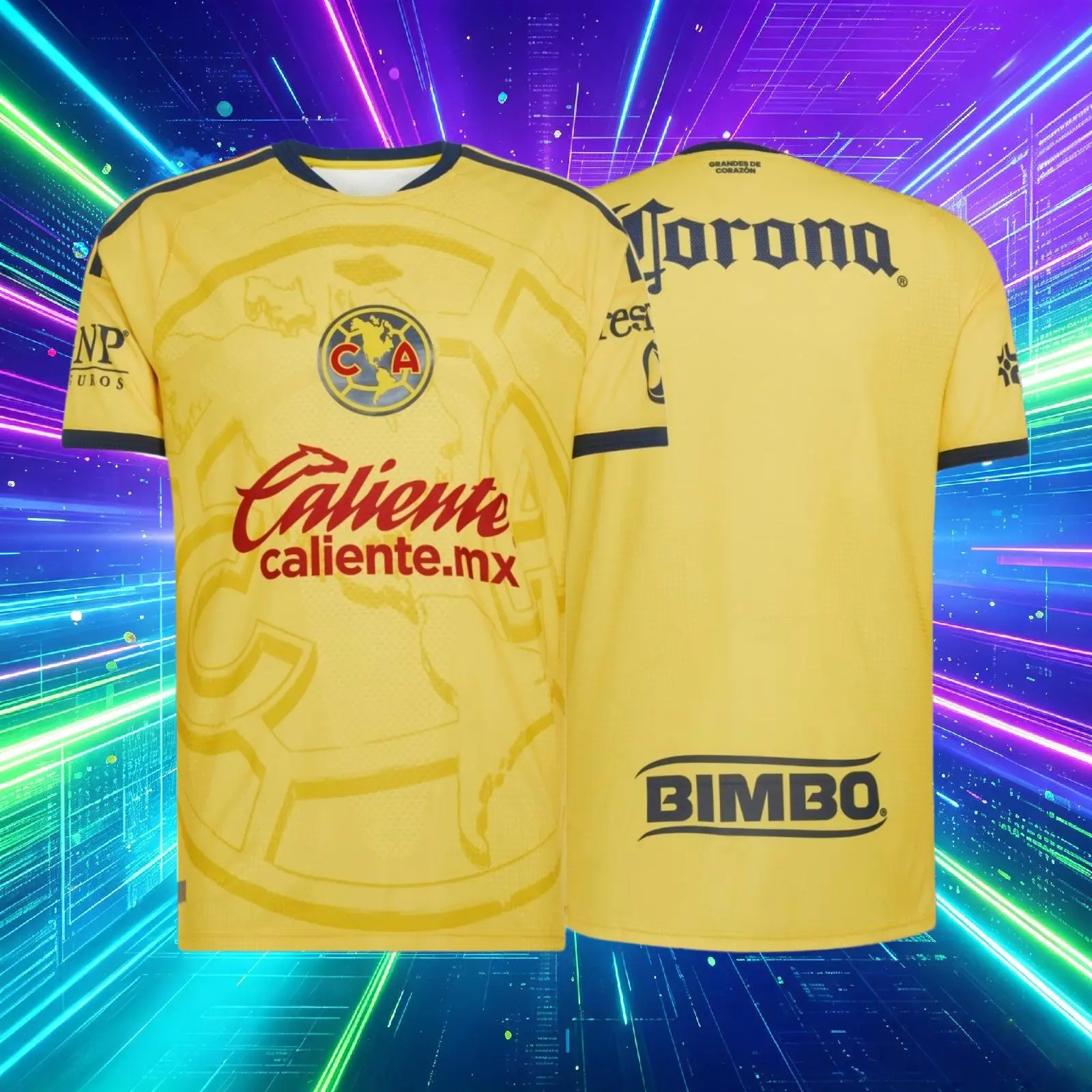 26 27 Mexico LIGA MX Club America Home Yellow Short Sleeve Soccer Jersey Fans Version