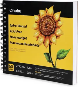 Art Marker Paper Pad, Ohuhu 8.9"x8.3" Portable Square Size, 120 LB/200 GSM Drawing Papers, 60 Sheets/120 Pages, Spiral Bound Drawing Book for Alcohol Markers Christmas Gift