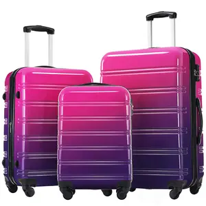 3-piece (20+24+28 inches) hard shell luggage set, with gradient color expandable luggage, equipped with rotating wheels and TSA lock, lightweight, high aesthetic value, can fit more than it looks, resistant to construction and not adding any trouble