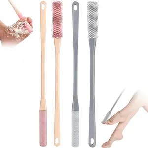 Toe Cleaning Brush, Silicone Toe Gap Cleaner 15.7 inch Long Handled Foot Brush for Seniors, Soft Rubber Brush Exfoliating Foot Scrubber for Shower - Seniors, Men and Women