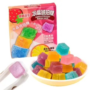 Gem Crystal Amber Candy - Multifruit Flavors, Stunning Appearance, Irresistible Crispy-Chewy Texture (32G)