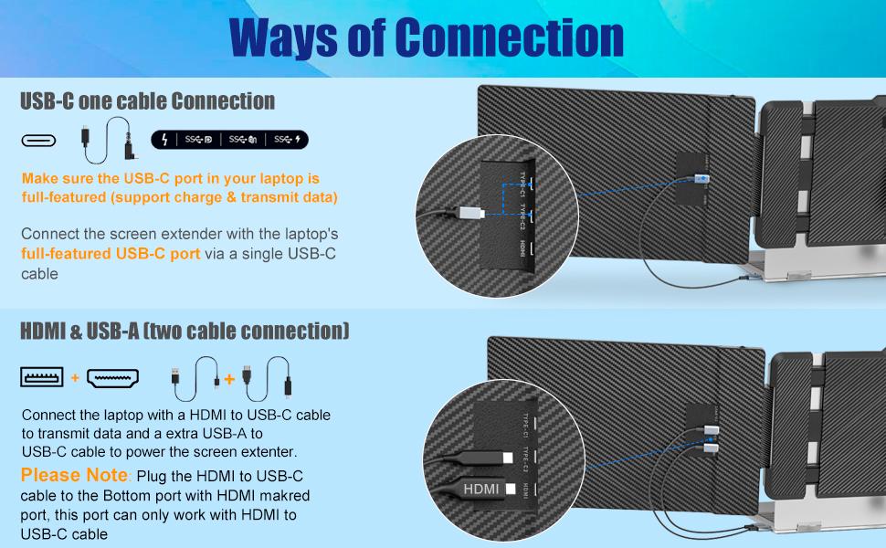 KEFEYA Laptop Screen Extender 14", FHD 1080P IPS Laptop Monitor Extender Dual Screen, Portable Monitor for Laptops 13-17" with USB-C/HDMI Port, Plug n Play for Windows/Mac/Android/Switch/PS5