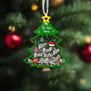 2024 Family Christmas Tree Ornament, Family Shaker Ornament, Personalized Wooden Shake Ornament, Family Christmas Gifts, Grandparent Gift