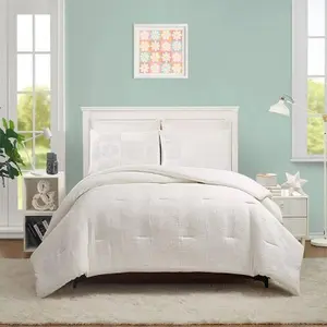 Teen Twin/Twin Extra Long Flower Embossed Comforter Set White - Makers