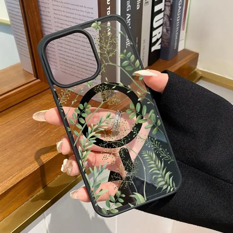 Forest Full of Stars Pattern Magnetic Cellphone Cover, Durable Shockproof Non-Slip Handheld Protector, Wireless Charging-Supporting Silicone Transparent Acrylic Case for iPhone 11-17 Pro Max Air XR XS Plus E Devices Accessories